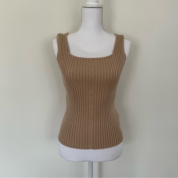 Bellidini Tops - Vintage Bellidini tan ribbed Y2K knit tank - Size M